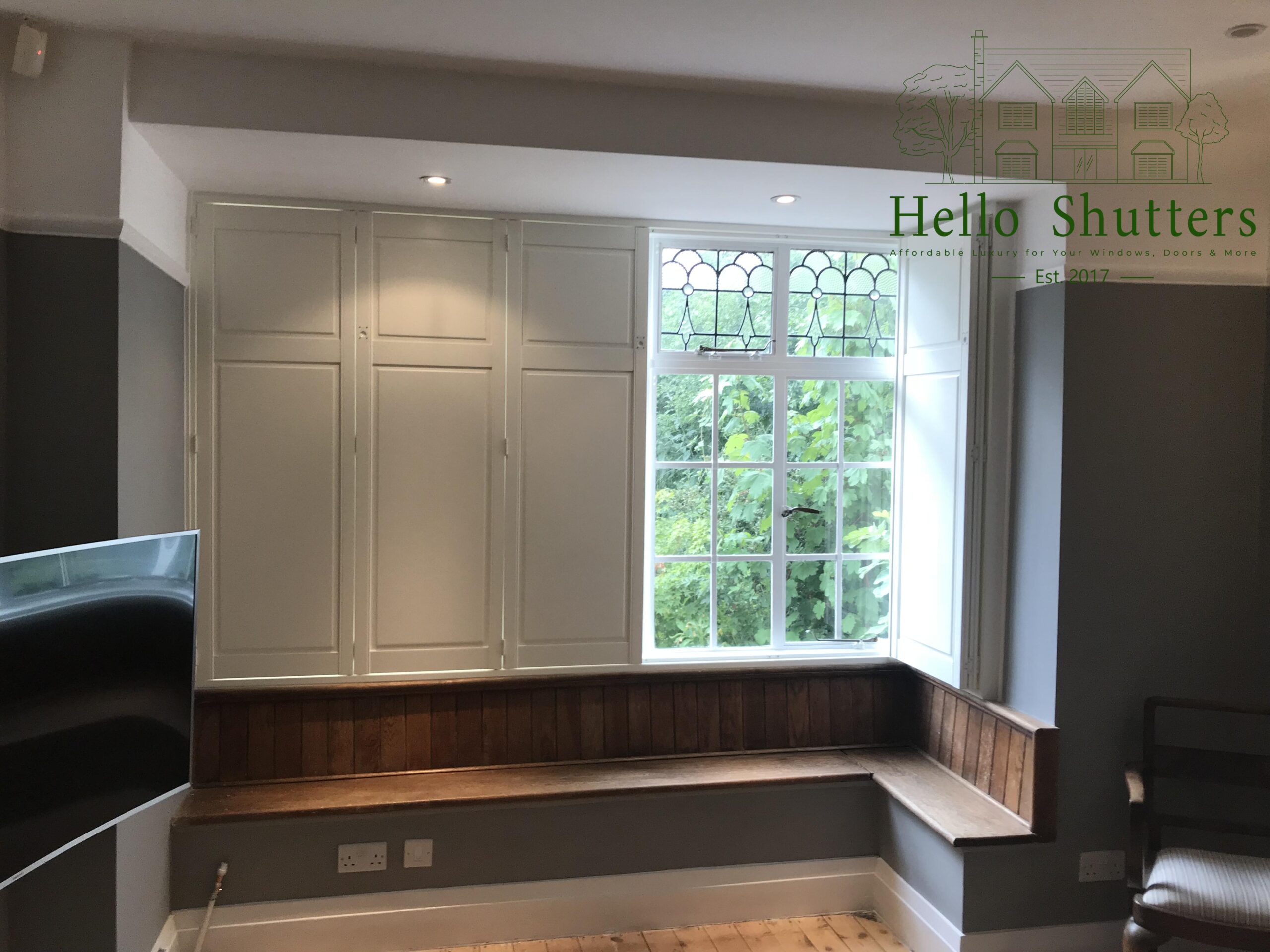 georgian style white solid shutters