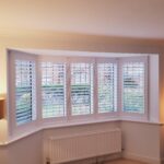 wide splay bay window shutters; installed in a home in the West Bridgford area of Nottingham.
