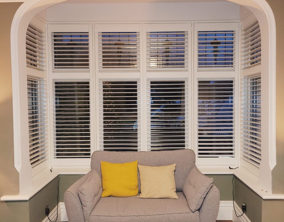 plantation window shutters on a box bay window in west bridgford Nottingham.